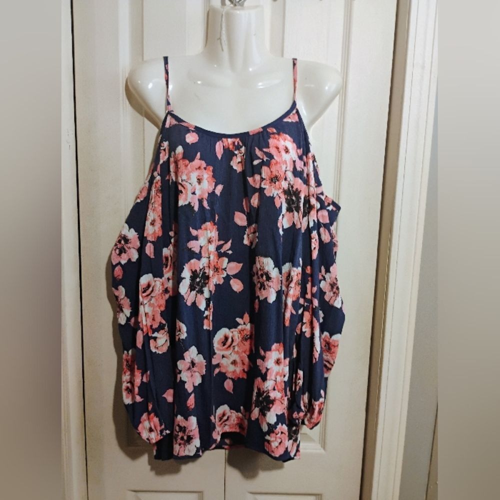 Floral Camisole Top - Navy and Pink - Picture 1 of 9